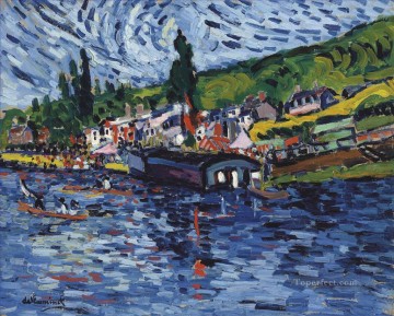 風景 Painting - ブージヴァル モーリス ド ヴラマンク川の風景のレガッタ